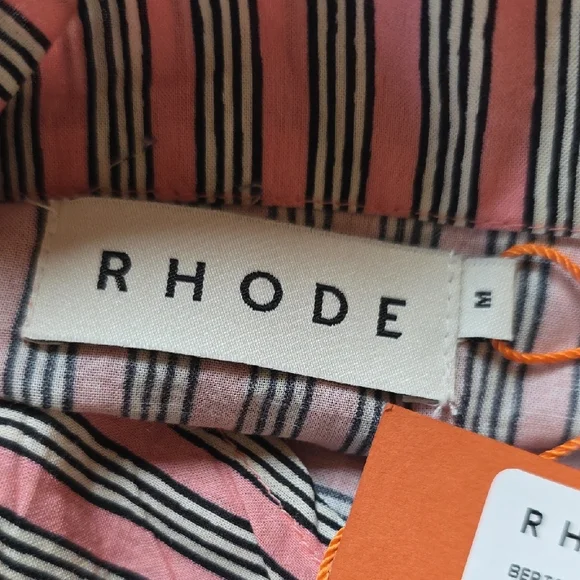 NWT $225 RHODE BERTO PAJAMA TOP IN PINK BORA STRIPES SIZE M - Picture 5 of 7